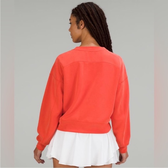 lululemon Softstreme Perfectly Oversized Cropped Crew Sweatshirt Solar Orange - Picture 2 of 16